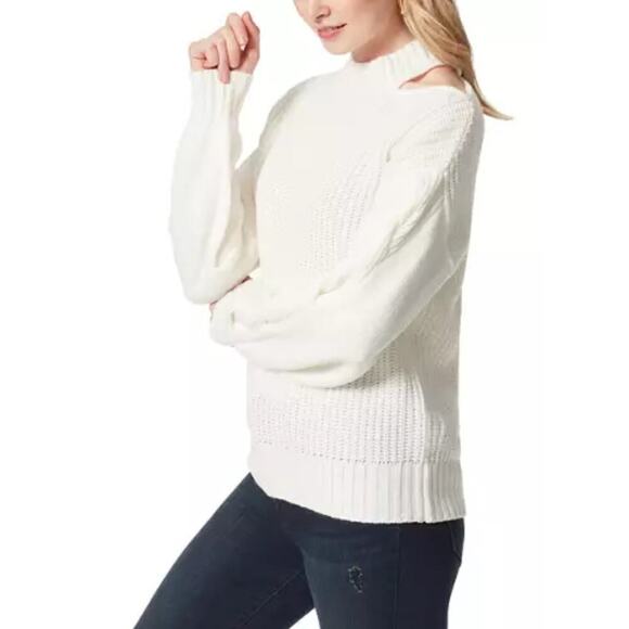 NWT Jessica Simpson Women's Long Sleeve Cut Out Shoulder Pullover Sweater - Picture 2 of 5